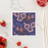 Serviette En Papier Wren et hellebore, violet et rose (En situation)