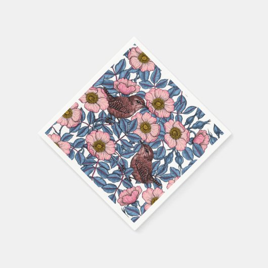 Serviette En Papier Wrens en rose (Coin)
