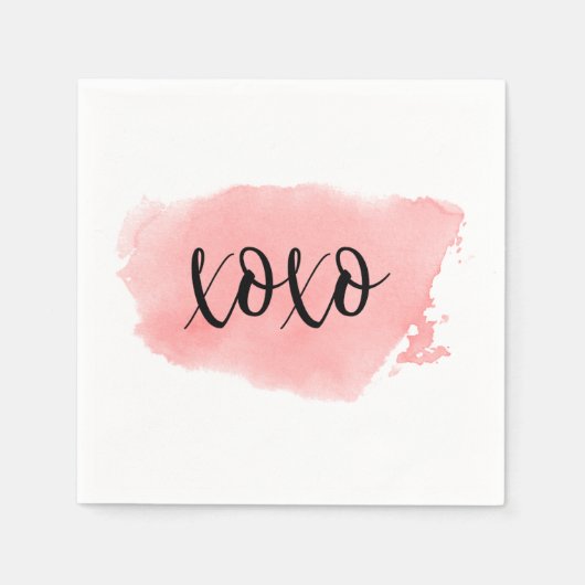 Serviette En Papier XOXO Aquarelle Cocktail Napkin (Devant)