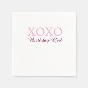 Serviette En Papier Xoxo fille d'anniversaire nom rose mauve simple am