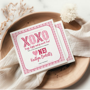 Serviette En Papier XOXO Hugs & Kisses Saint Valentin 1er anniversaire