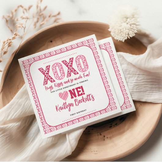Serviette En Papier XOXO Hugs & Kisses Saint Valentin 1er anniversaire