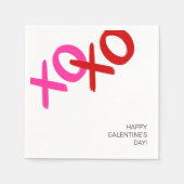 Serviette En Papier XOXO Pink and Red Hubs and Kisses Galentine Party (Devant)
