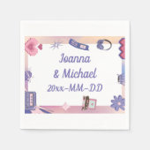 Serviette En Papier Y2K Pink Purple 2000s Retro Tech Geek Love Mariage (Devant)