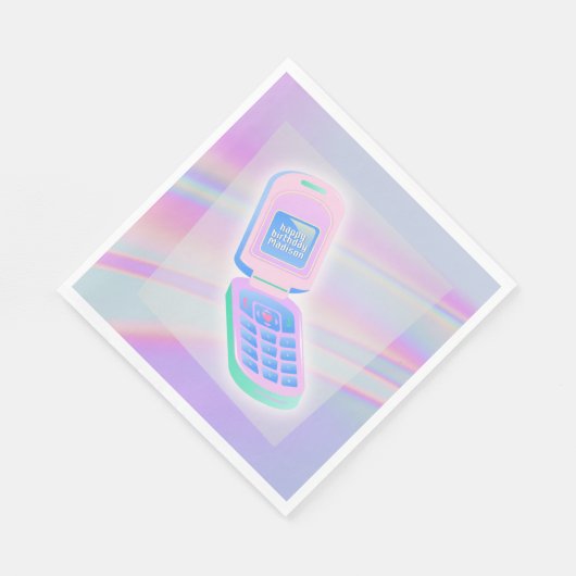 Serviette En Papier Y2K téléphone portable texte iridescente heureux n (Coin)
