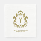 Serviette En Papier Y Crête d'or initiale (Devant)