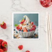 Serviette En Papier Yaourt congelé avec baies et Granola (En situation)