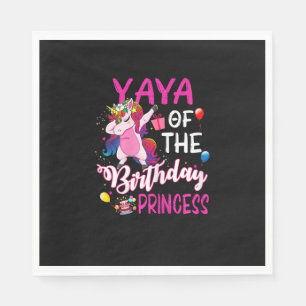 Serviette En Papier Yaya Of The Birthday Princess Unicorn Girl T-Shirt
