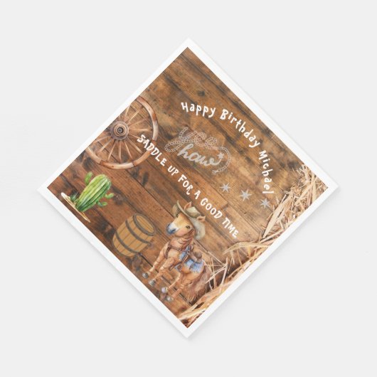 Serviette En Papier Yee Haw Cowboy Rodeo Saddup Plaque en papier (Coin)