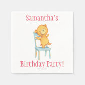 Serviette En Papier Yellow Bear Dance and Plays on Chair (Devant)