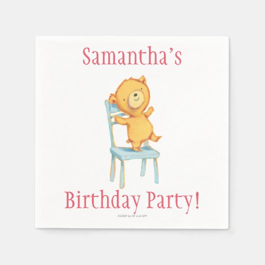 Serviette En Papier Yellow Bear Dance and Plays on Chair (Devant)