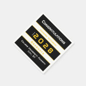 Serviette En Papier Yellow Black White Congratulations Graduation  (Coin)