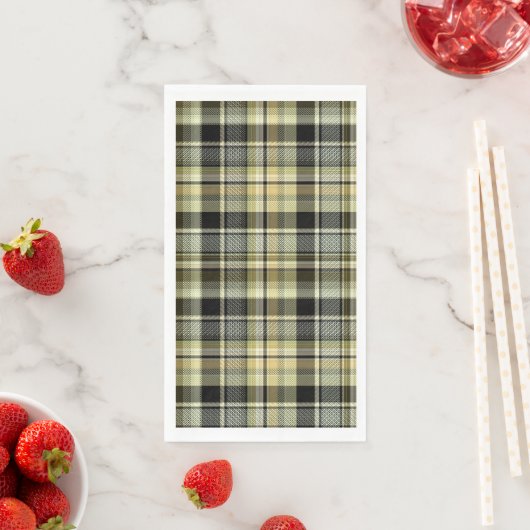 Serviette En Papier Yellow-brown tartan plaid.  (En situation)