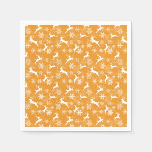 Serviette En Papier Yellow Christmas snowflakes deer pattern (Devant)