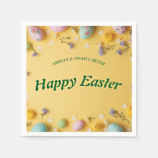 Serviette En Papier Yellow colorful  Easter BRUNCH & HUNT (Devant)