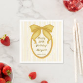 Serviette En Papier Yellow coquette retro stripes bow birthday party (En situation)