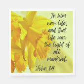 Serviette En Papier Yellow Daffodils Napkins Scripture John 1-4 (Devant)