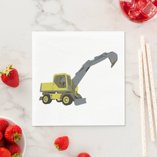 Serviette En Papier Yellow Excavator Construction Machinery