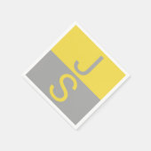 Serviette En Papier Yellow & Grey Modern Initials monogram (Coin)