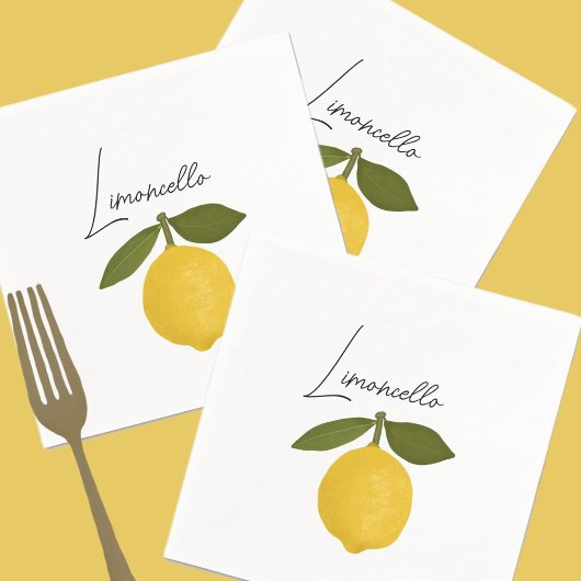 Serviette En Papier Yellow Lemon with Green Leaves | Fresh Citrus 