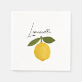 Serviette En Papier Yellow Lemon with Green Leaves | Fresh Citrus  (Devant)