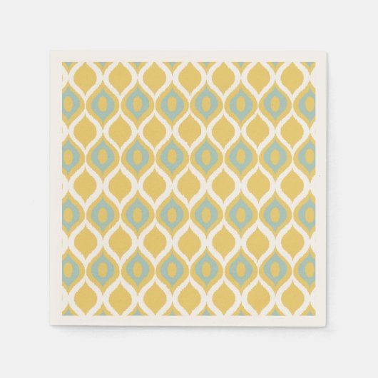 Serviette En Papier Yellow Mint Geometric Ikat Tribal Pattern (Devant)