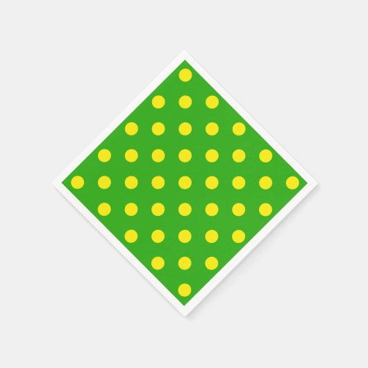 Serviette En Papier Yellow On Green Polka Dots Pattern Design (Coin)