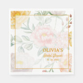 Serviette En Papier Yellow Peach Floral Arch Frame Bridal Shower Party (Devant)