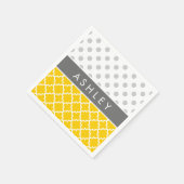 Serviette En Papier Yellow Quatrefoil and Grey Polka Dot Pattern (Coin)