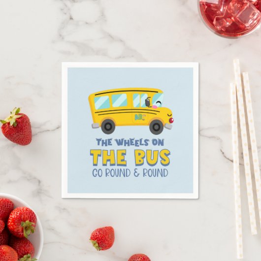 Serviette En Papier Yellow School Bus 1er anniversaire (En situation)