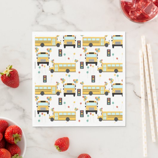 Serviette En Papier Yellow School Bus Kids Birthday Party (En situation)