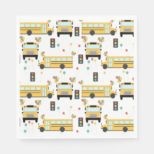 Serviette En Papier Yellow School Bus Kids Birthday Party (Devant)