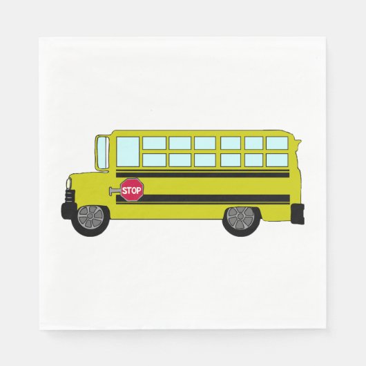 Serviette En Papier Yellow School Bus with Stop Sign (Devant)