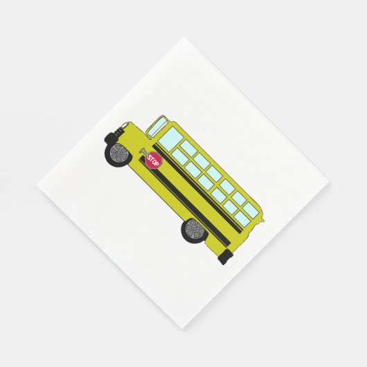Serviette En Papier Yellow School Bus with Stop Sign (Coin)