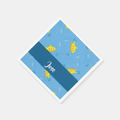Serviette En Papier Yellow submarine and fish on blue (Coin)