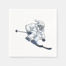 Yeti Abominable Snowman Skiant Vacances Drôle