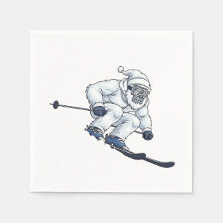 Serviette En Papier Yeti Abominable Snowman Skiant Vacances Drôle