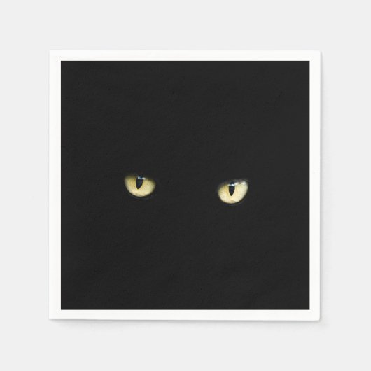 Serviette En Papier Yeux de chat noir | Halloween (Devant)