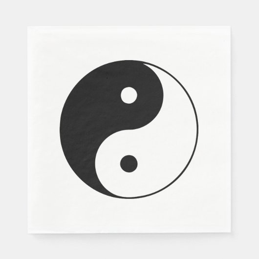 Serviette En Papier Yin et Yang noir et blanc classique (Devant)
