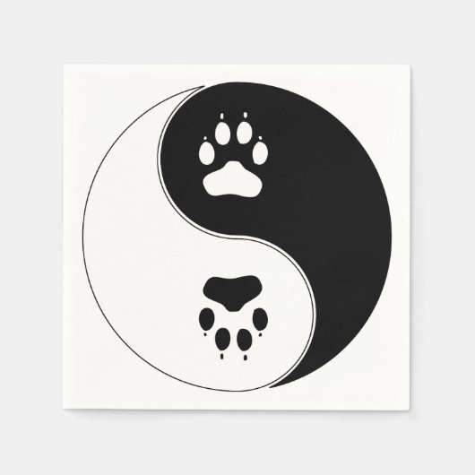 Serviette En Papier Yin Yang Empreinte de patte (Devant)