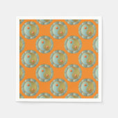 Serviette En Papier Yin Yang médaillon d'or Turquoise (Devant)