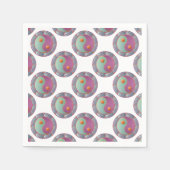 Serviette En Papier Yin Yang Médaillon Violet Turquoise (Devant)