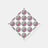 Serviette En Papier Yin Yang Médaillon Violet Turquoise (Coin)