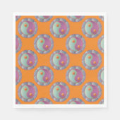Serviette En Papier Yin Yang Médaillon Violet Turquoise (Devant)