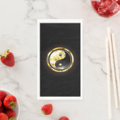 Serviette En Papier Yin Yang or sur noir (En situation)