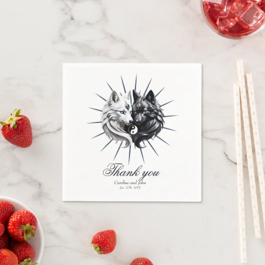 Serviette En Papier Yin Yang Wolves. (En situation)