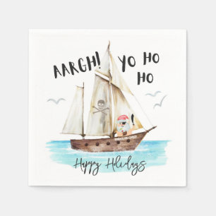 Serviette En Papier Yo Ho Ho Pirate Père Noël Navire Mer Noël