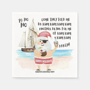 Serviette En Papier Yo Ho Pirate Père Noël Ship Rum Noël