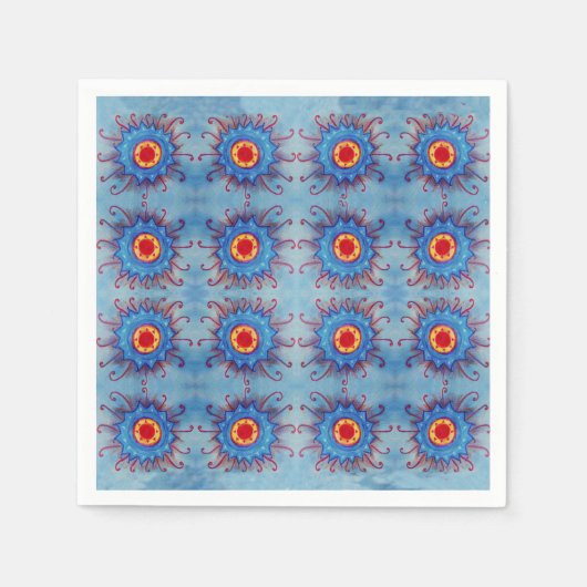 Serviette En Papier Yoga bleu Mandala Motif Papier Napkins (Devant)