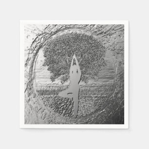 Serviette En Papier Yoga Chrome arbre de vie